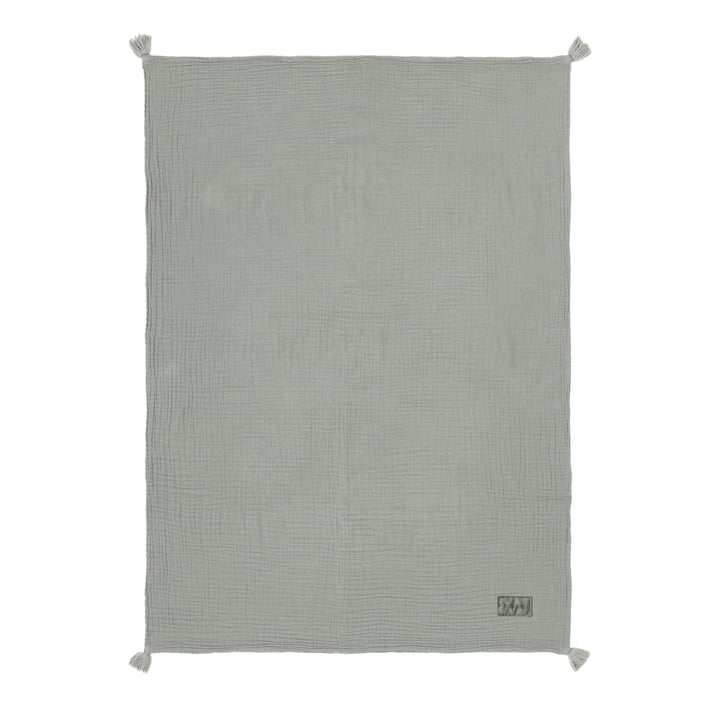 Nobodinoz - Wabi Sabi Musselin Decke, 65 x 100 cm, azure