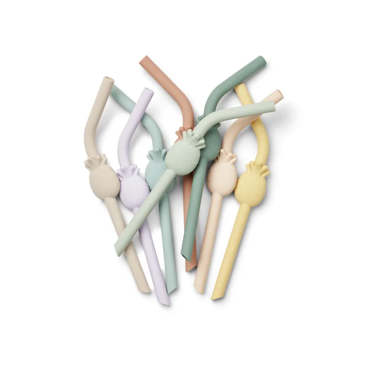 LIEWOOD - Carlson Trinkhalm, pineapple / pale tuscany multi mix (8er-Set)