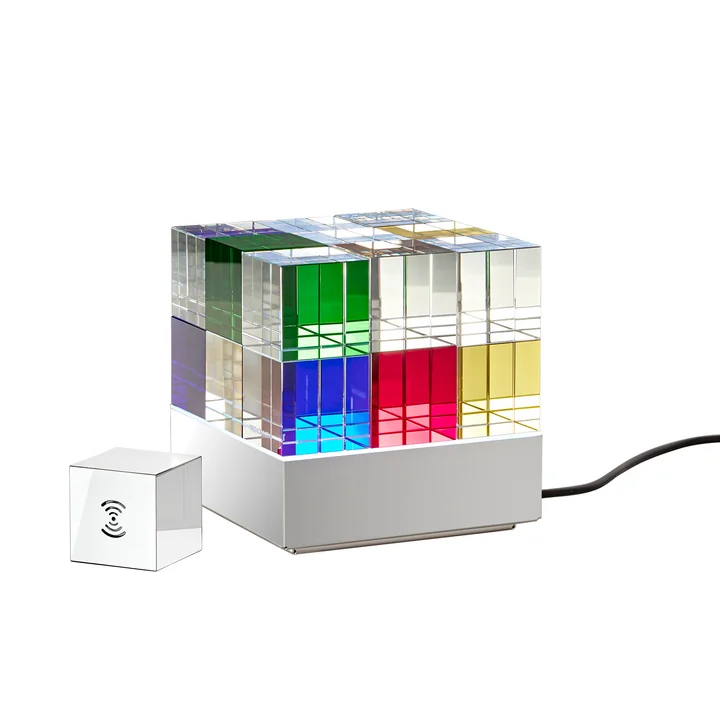 Tecnolumen - CUBELIGHTmove LED Tischleuchte mit Funkwürfel, blau / gelb / rot / grün