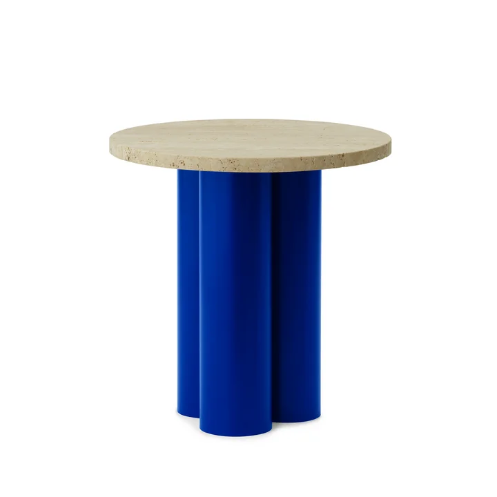 Dit Beistelltisch Ø 40 cm, travertine light / bright blue von Normann Copenhagen