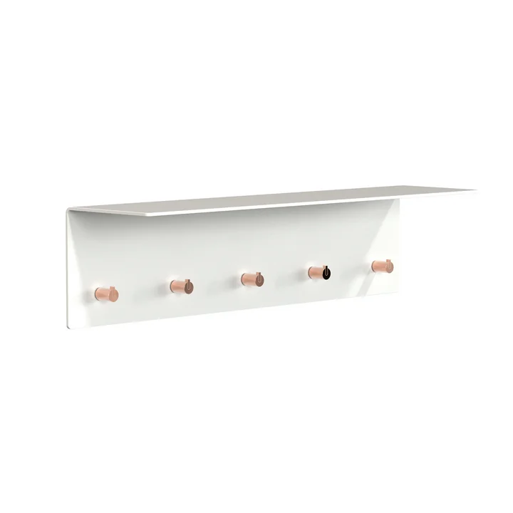 Unu Wandgarderobe, weiß matt/kupfer poliert, BxHxT 60x15x15 cm von Frost