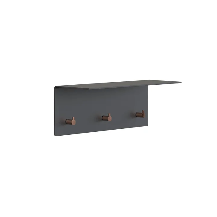 Unu Wandgarderobe, schwarz matt/kupfer poliert, BxHxT 40x15x15 cm von Frost