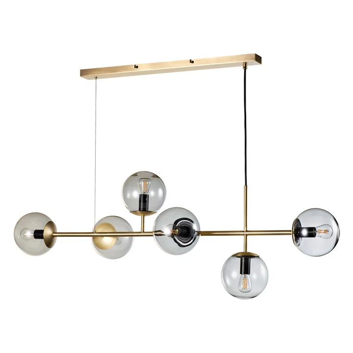 Orb Stabpendelleuchte, Messing antik matt / rauchgrau von Bolia