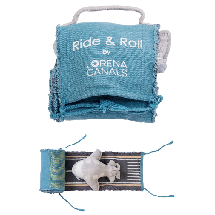 Lorena Canals - Ride & Roll Spielset, Flugzeug, hellblau / grau (2er-Set)