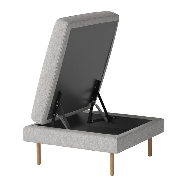 Scandinavia Pouf 70 x 70 cm mit Aufbewahrung, Eiche geölt / Nantes hellgrau von Bolia