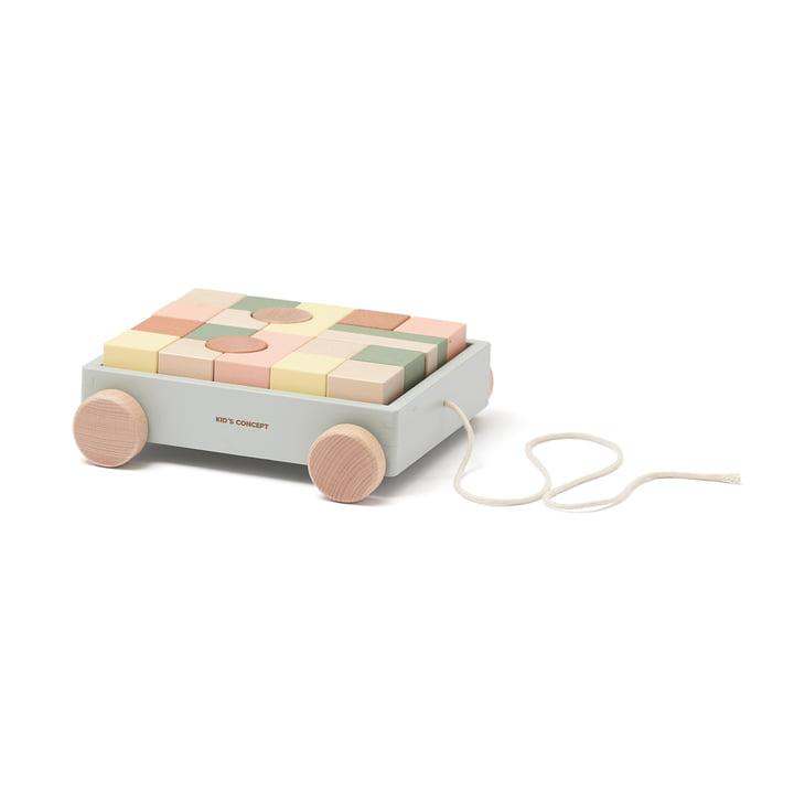 Edvin Wagen mit Holzklötzen, bunt (21er-Set) von Kids Concept 