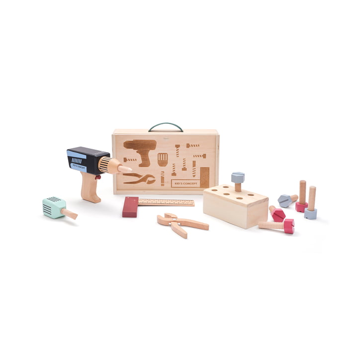 Kid's Hub Werkzeugkoffer mit Zubehör, bunt (21er-Set) von Kids Concept