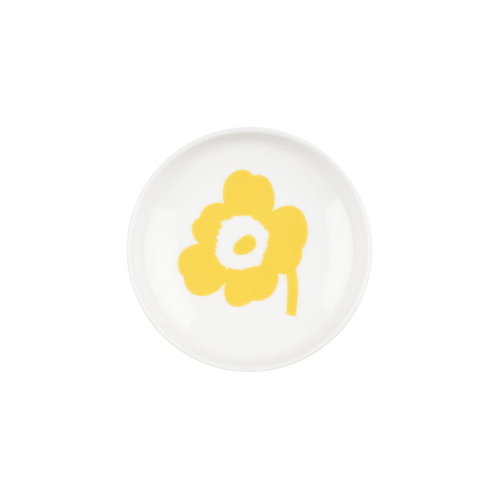 Oiva Unikko Teller, Ø 8,5 cm, weiß / spring yellow von Marimekko