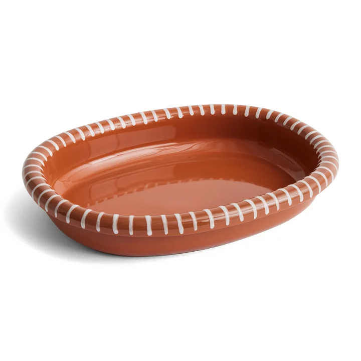 Barro Servierschale oval, natural with stripes von HAY