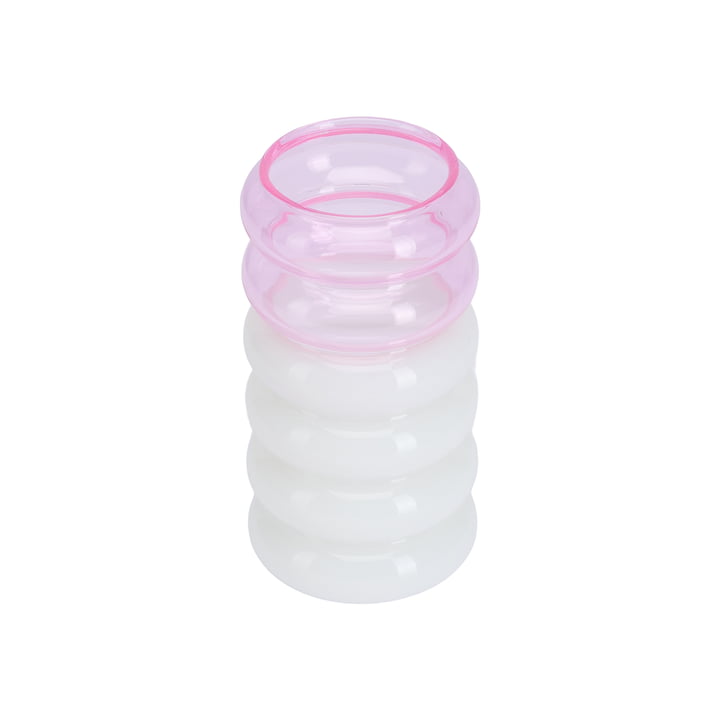 Bubble - 2 in 1 Vase & Kerzenhalter, H 13,5 cm, pink / milky white von Design Letters