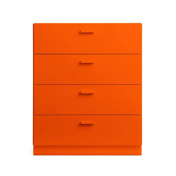 String - Relief Kommode mit Sockel, breit, 82 x 41 x 92,2 cm, orange