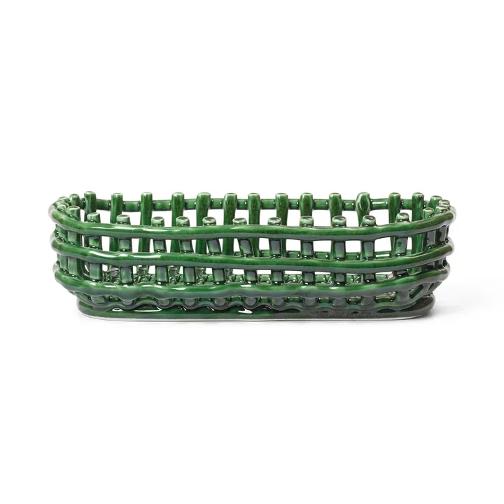 Keramik Korb oval, emerald green von Ferm Living