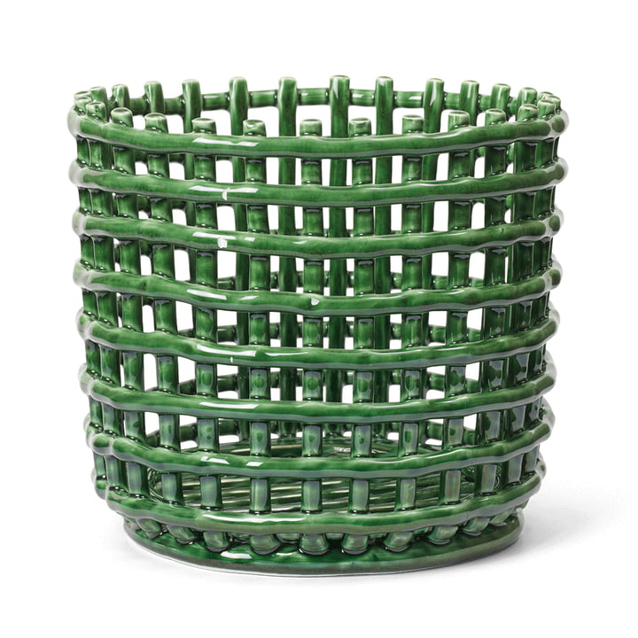 Keramik Korb, groß, emerald green von ferm Living