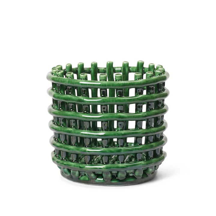Keramik Korb, klein, emerald green von Ferm Living