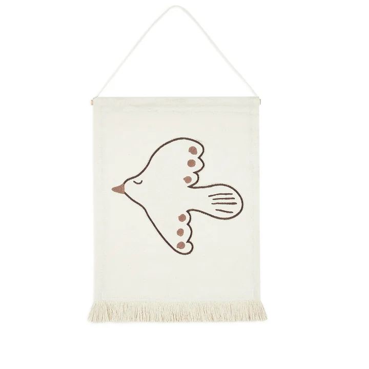 Nobodinoz - Wandteppich, Bird, 32 x 45 cm, brown / natural
