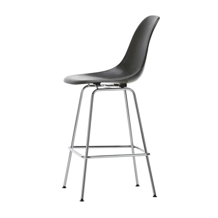 Eames Fiberglass Barstuhl, medium, verchromt / elephant hide-grey von Vitra