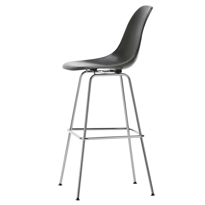 Eames Fiberglass Barstuhl, hoch, verchromt / elephant hide-grey von Vitra