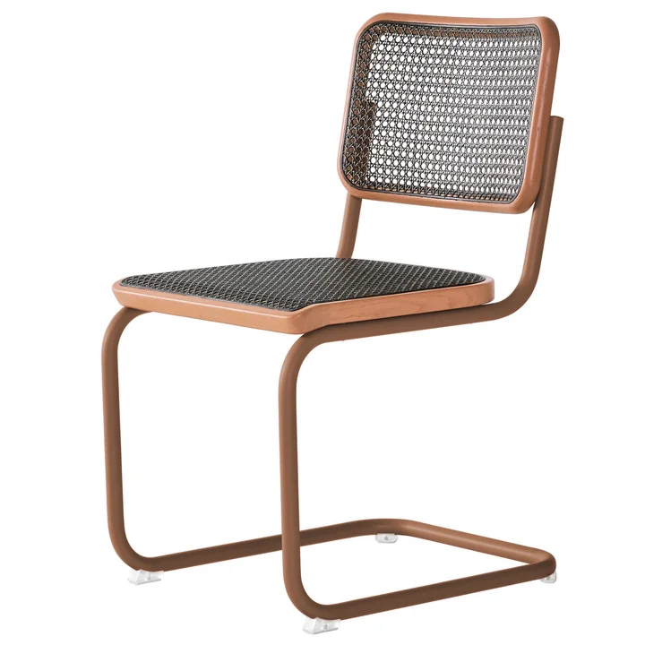 Thonet - S 32 V Stuhl, Rohrgeflecht Dark Melange, rosenholz