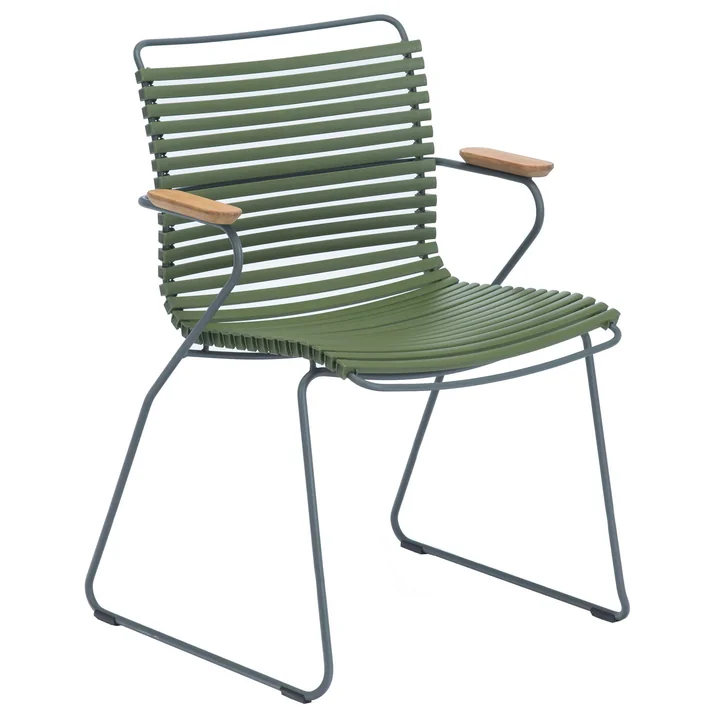 CLICK Outdoor Dining Armlehnstuhl mit niedriger Lehne, olivgrün