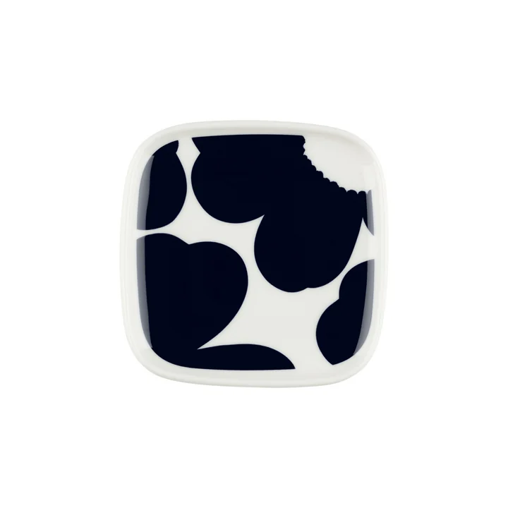 Marimekko - Oiva Iso Unikko Teller, 10 x 10 cm, weiß / dunkelblau