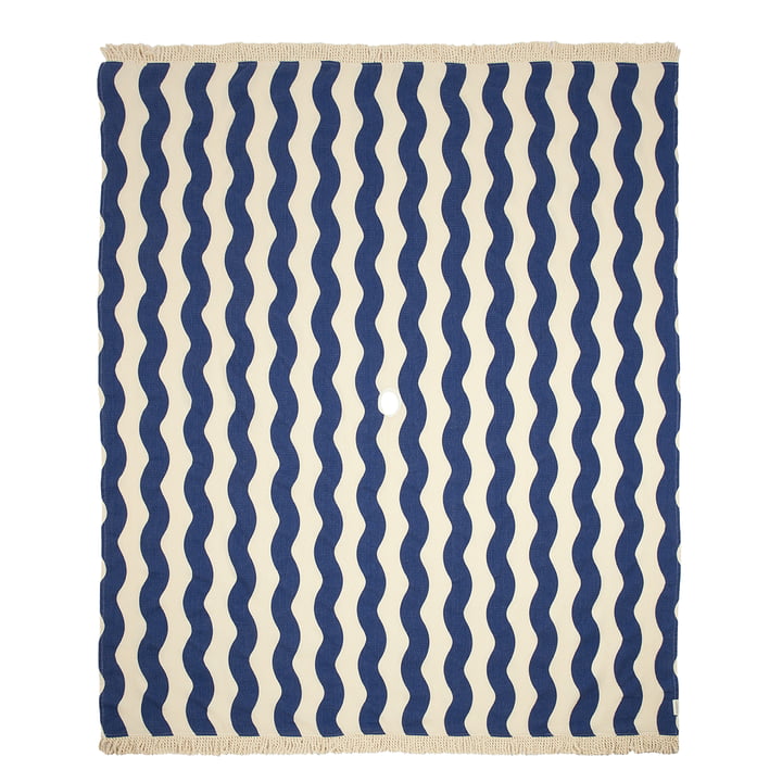 Portofino Strandtuch XL, 146 x 175 cm, blue waves waffle von Nobodinoz