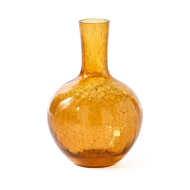 Pols Potten - Crackled Glass Ball Body Vase S, gelb