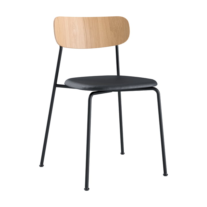 Andersen Furniture - Scope Stuhl, Gestell schwarz / Eiche weiß gefärbt / Leder schwarz
