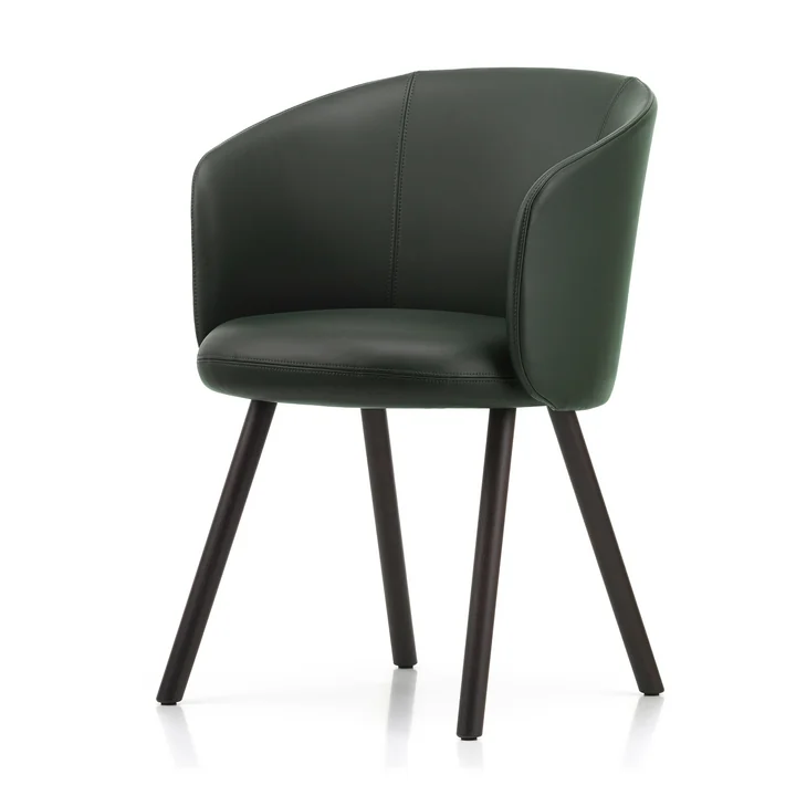 Mikado Armlehnstuhl, jade (Leder Premium F 59) / Eiche dunkel von Vitra