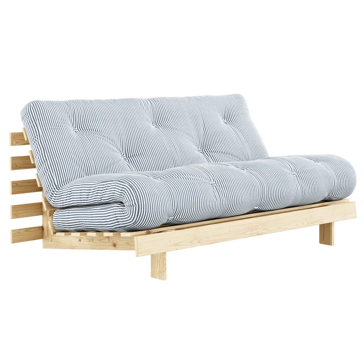 Karup - Roots Schlafsofa, 160 x 200 cm, Kiefer natur / beach blue