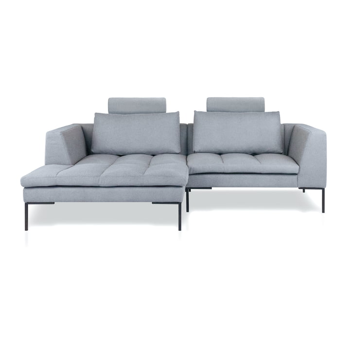 Rikke Sofa, Chaise R, 246 x 170 cm, hellgrau (Enna Soft Grey 1062) von Nuuck