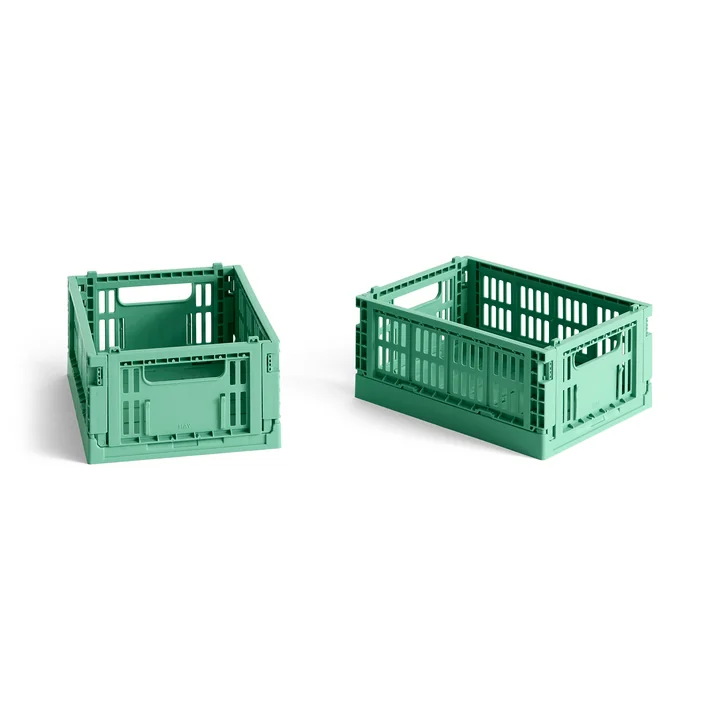 Colour Crate Korb Mini, 17 x 13 cm, dark mint, recycled (2er-Set) von HAY
