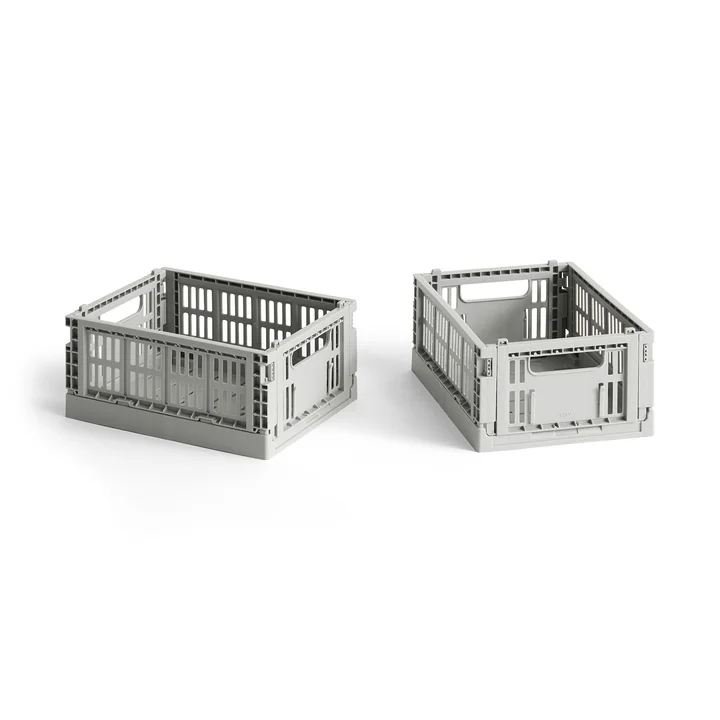 Colour Crate Korb Mini, 17 x 13 cm, light grey, recycled (2er-Set) von HAY