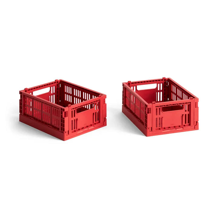 Colour Crate Korb Mini, 17 x 13 cm, rot, recycled (2er-Set) von HAY
