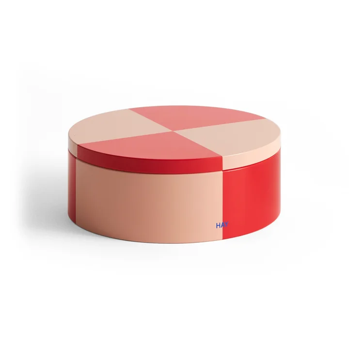 Tin Container rund, rot / soft pink von HAY