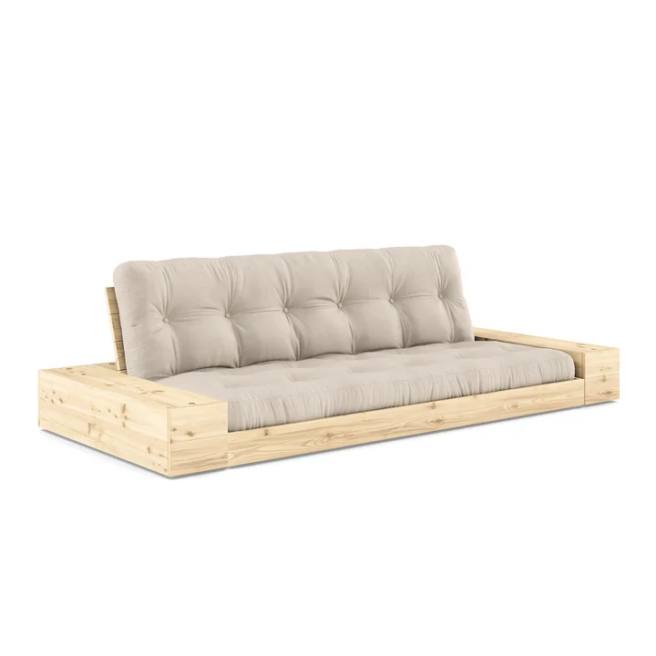 Karup - Base Schlafsofa mit Aufbewahrung, Kiefer klar lackiert / beige