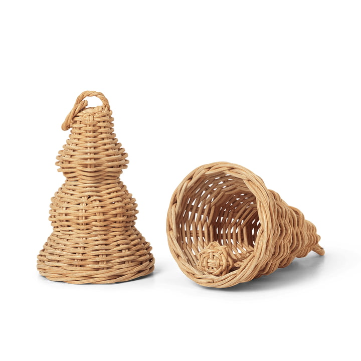 Geflochtene Glocken-Kugeln, natur (2er-Set) von Ferm Living