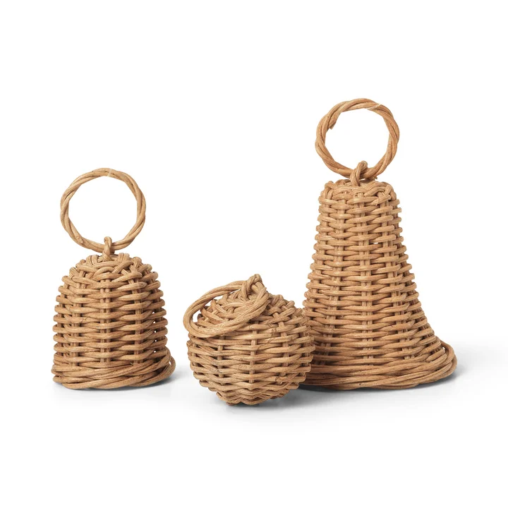 Geflochtene Glocken-Kugeln, natur (3er-Set) von Ferm Living