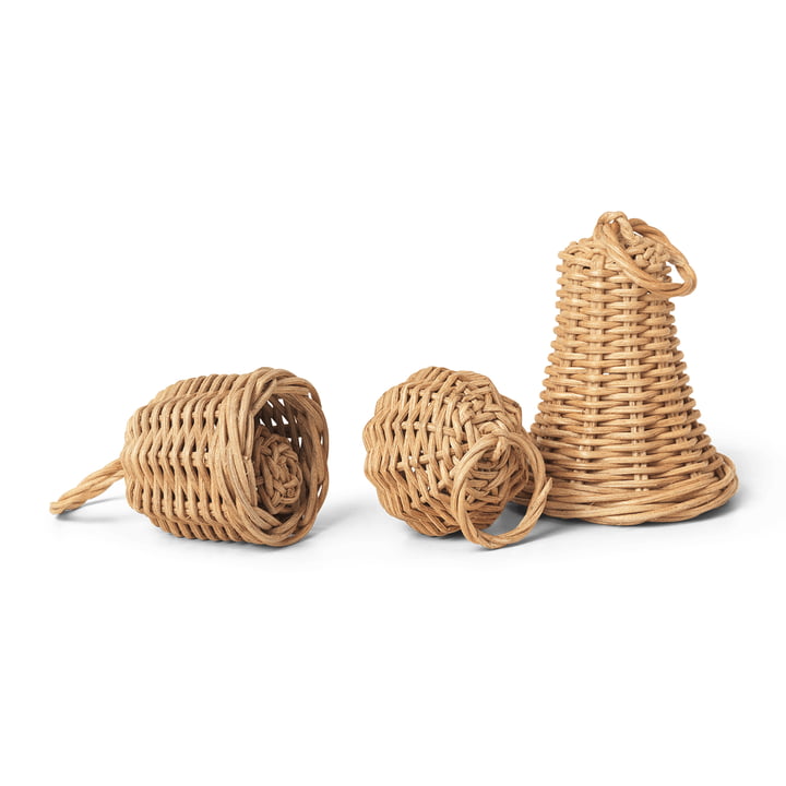 Geflochtene Glocken-Kugeln, natur (3er-Set) von Ferm Living