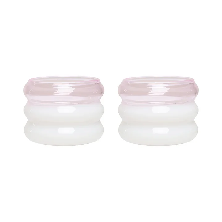 Bubble Teelichhalter, pink / milky white (2er-Set) von Design Letters