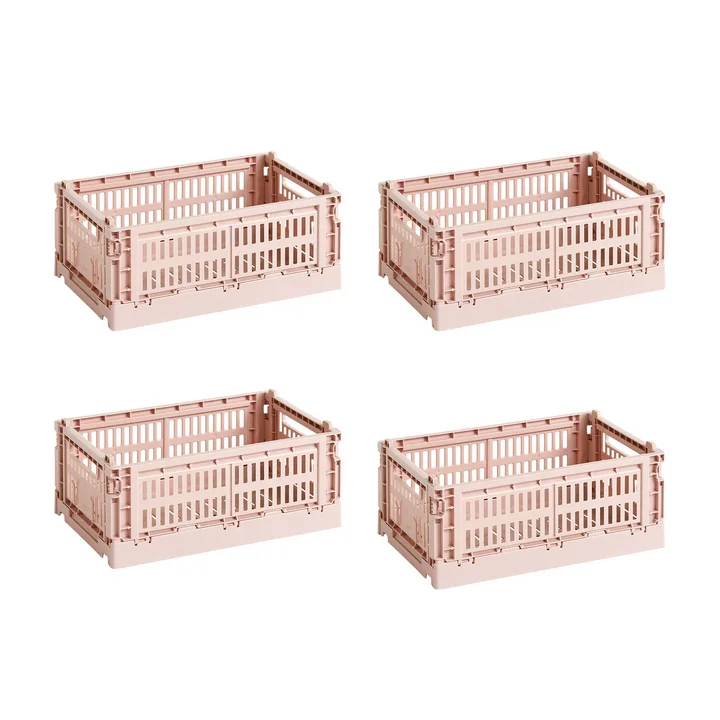 HAY - Colour Crate Korb S, 26,5 x 17 cm, blush, recycled (4er Set)