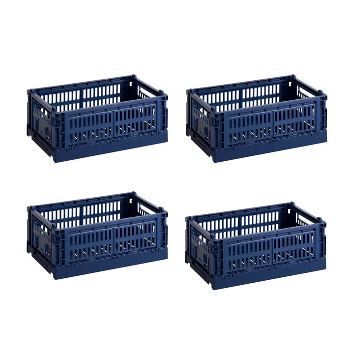HAY - Colour Crate Korb S, 26,5 x 17 cm, dark blue, recycled (4er Set)