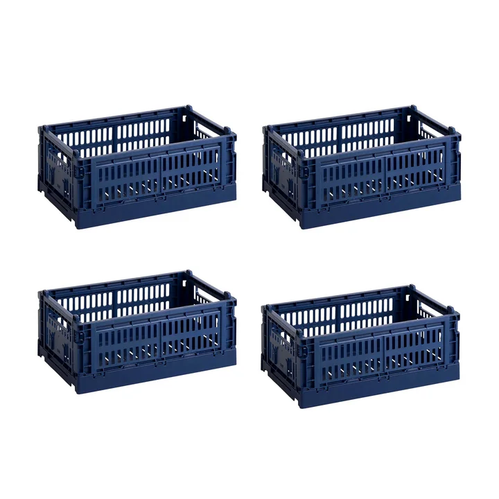 HAY - Colour Crate Korb S, 26,5 x 17 cm, dark blue, recycled (4er Set)