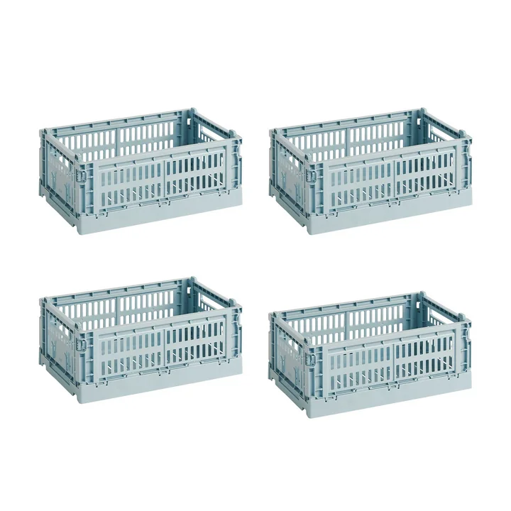 HAY - Colour Crate Korb S, 26,5 x 17 cm, dusty blue, recycled (4er Set)