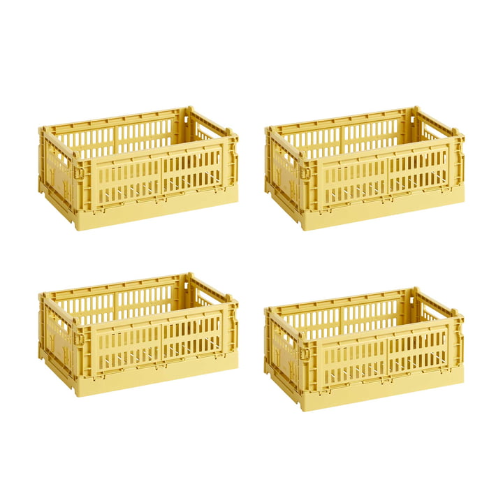 HAY - Colour Crate Korb S, 26,5 x 17 cm, dusty yellow, recycled (4er Set)