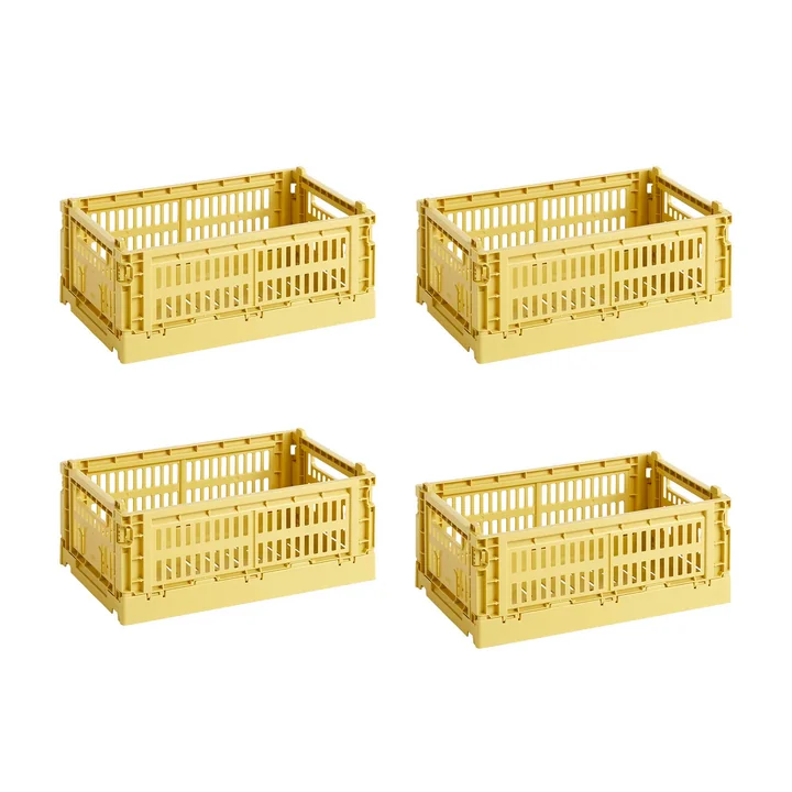HAY - Colour Crate Korb S, 26,5 x 17 cm, dusty yellow, recycled (4er Set)