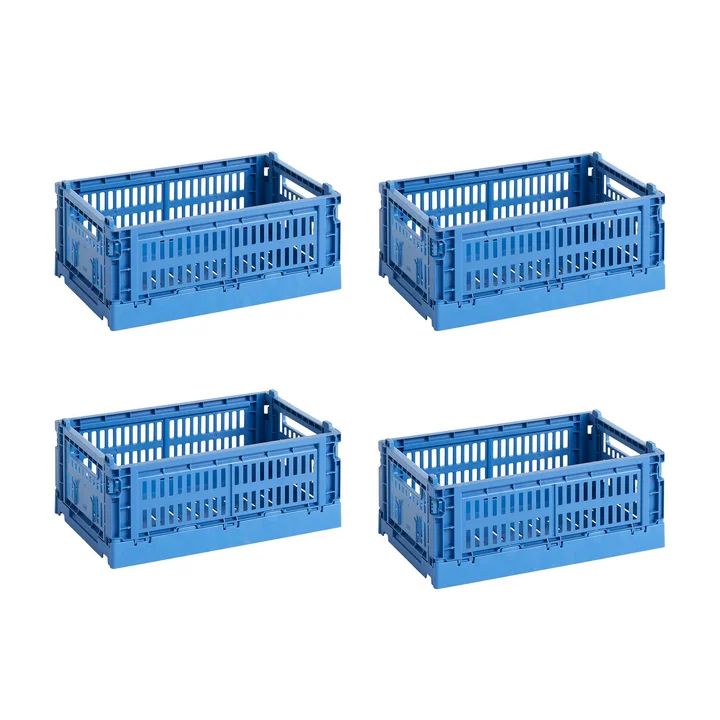 HAY - Colour Crate Korb S, 26,5 x 17 cm, electric blue, recycled (4er Set)