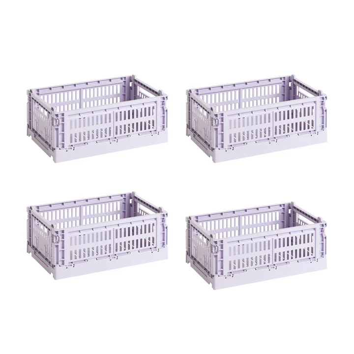 HAY - Colour Crate Korb S, 26,5 x 17 cm, lavender, recycled (4er Set)