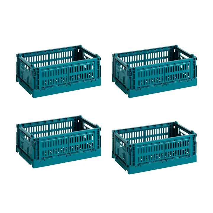 HAY - Colour Crate Korb S, 26,5 x 17 cm, ocean green, recycled (4er Set)