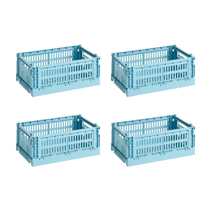 HAY - Colour Crate Korb S, 26,5 x 17 cm, light blue, recycled (4er Set)