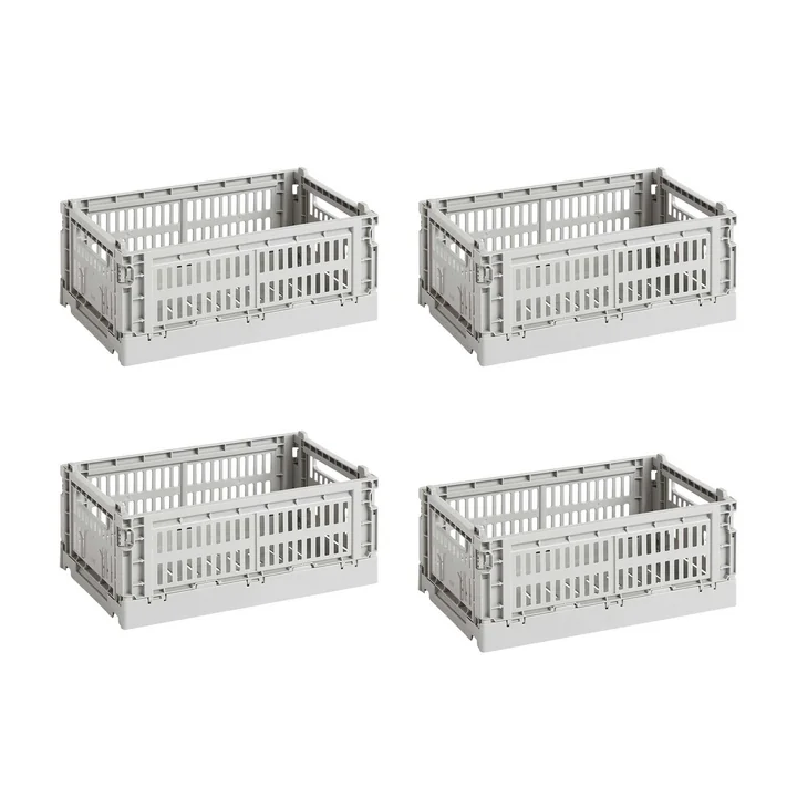 HAY - Colour Crate Korb S, 26,5 x 17 cm, light grey, recycled (4er Set)